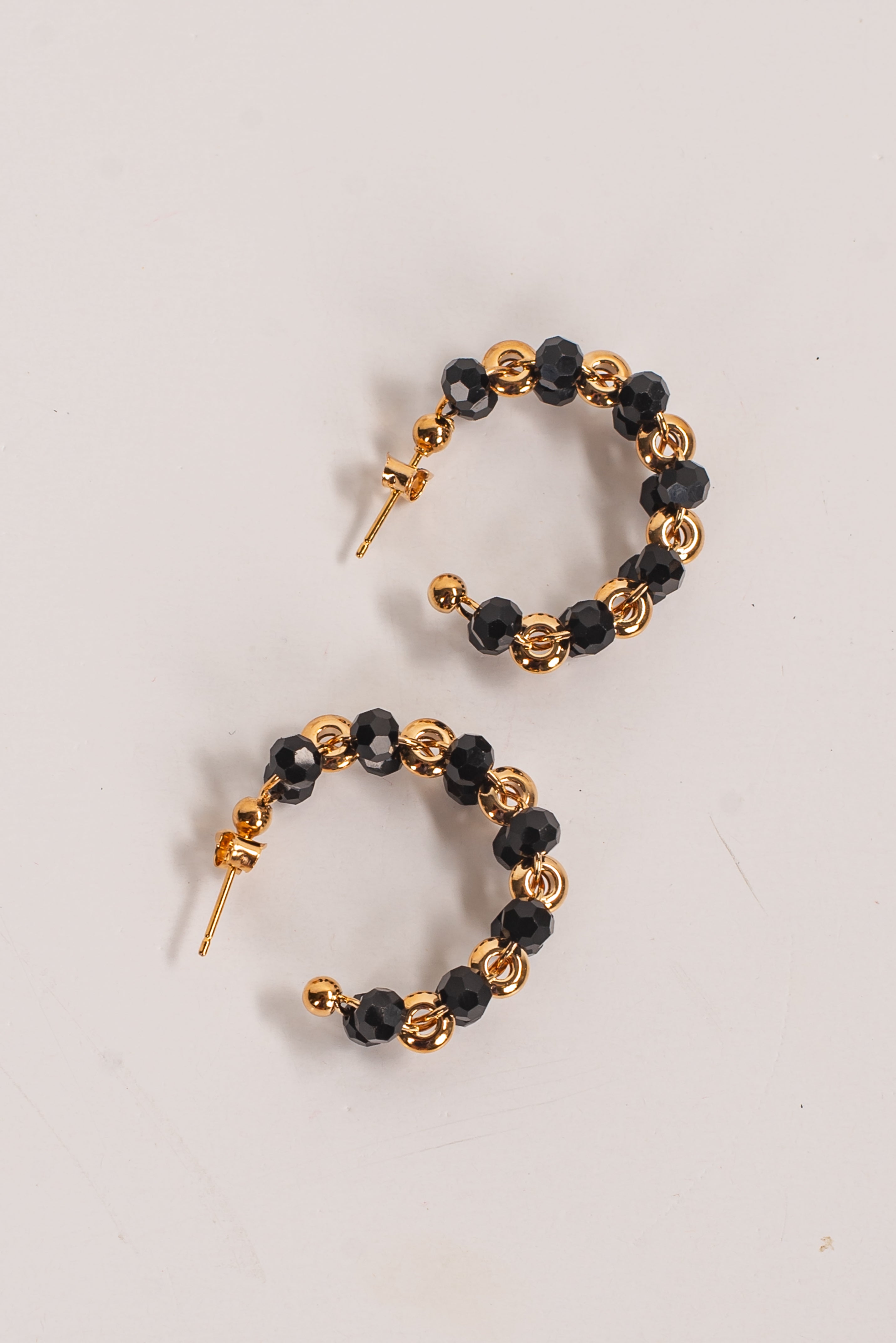 Kenna Black Beaded Hoop Earrings