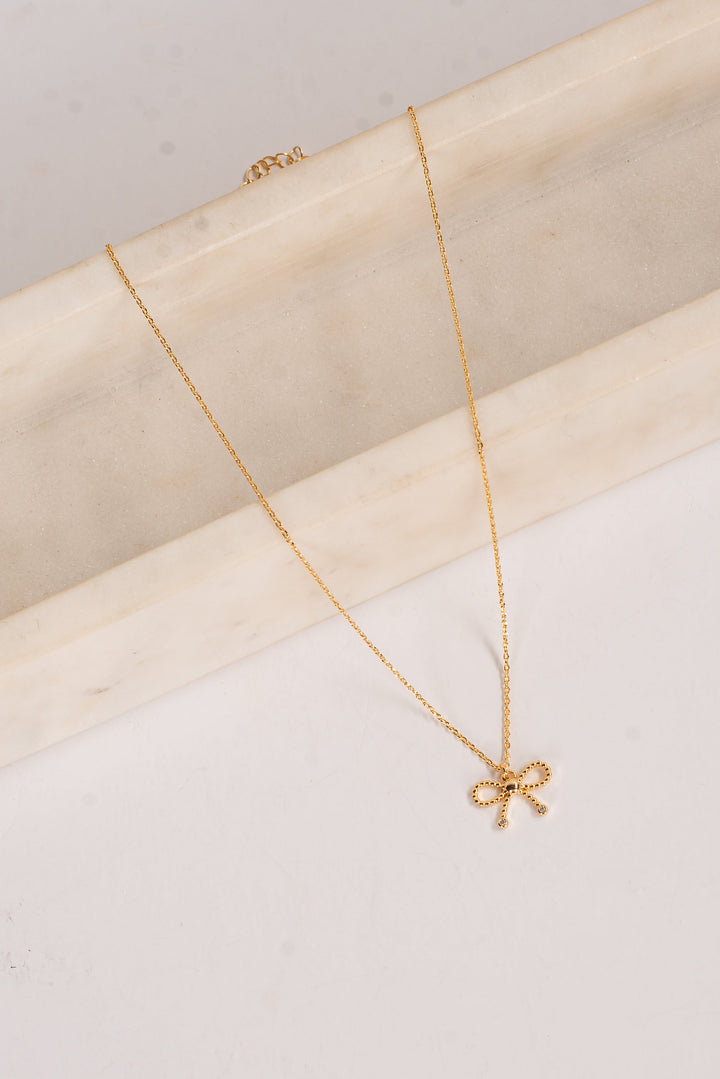 Marissa Gold Bow Charm Necklace