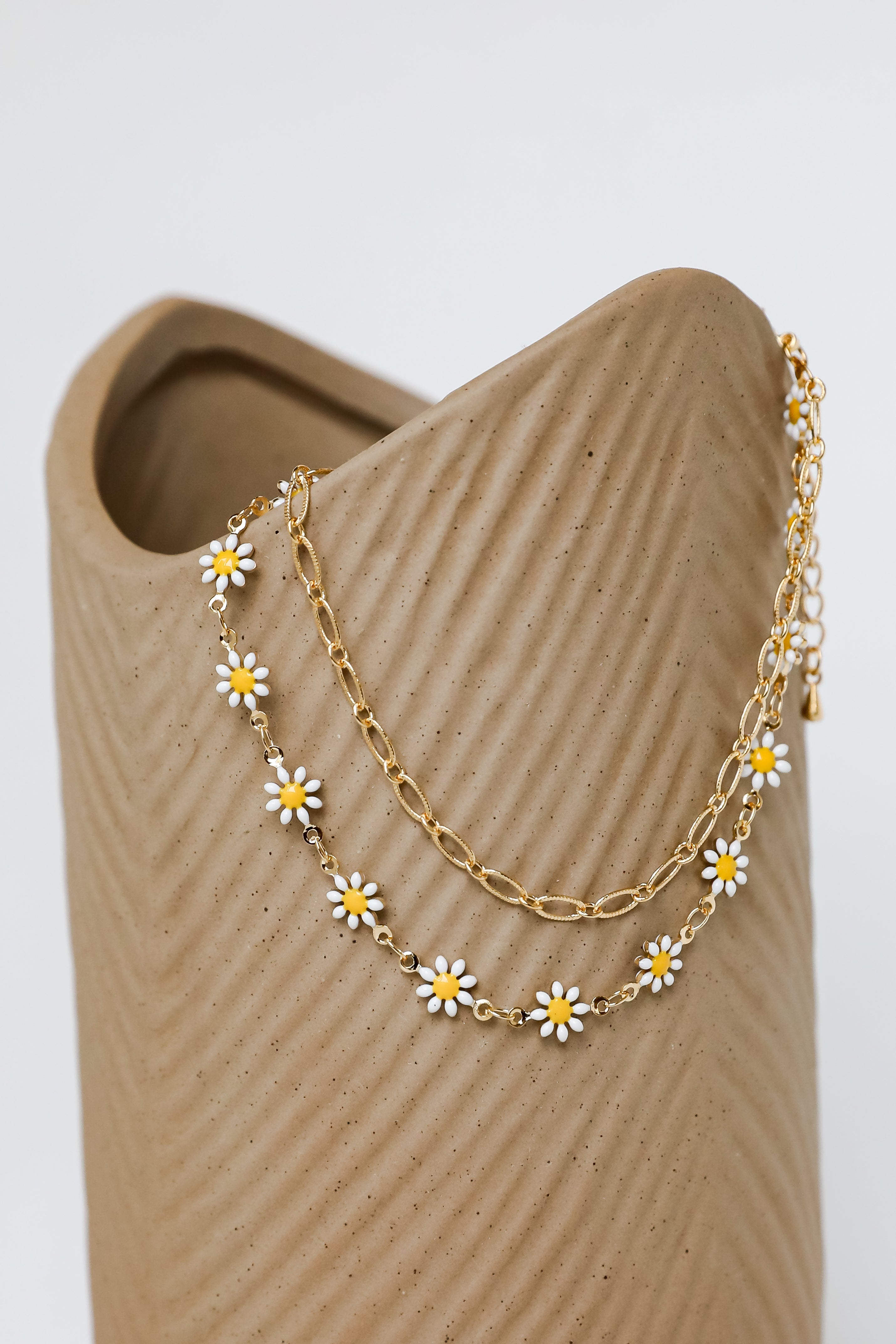 Rachel Gold Flower Charm Layered Anklet