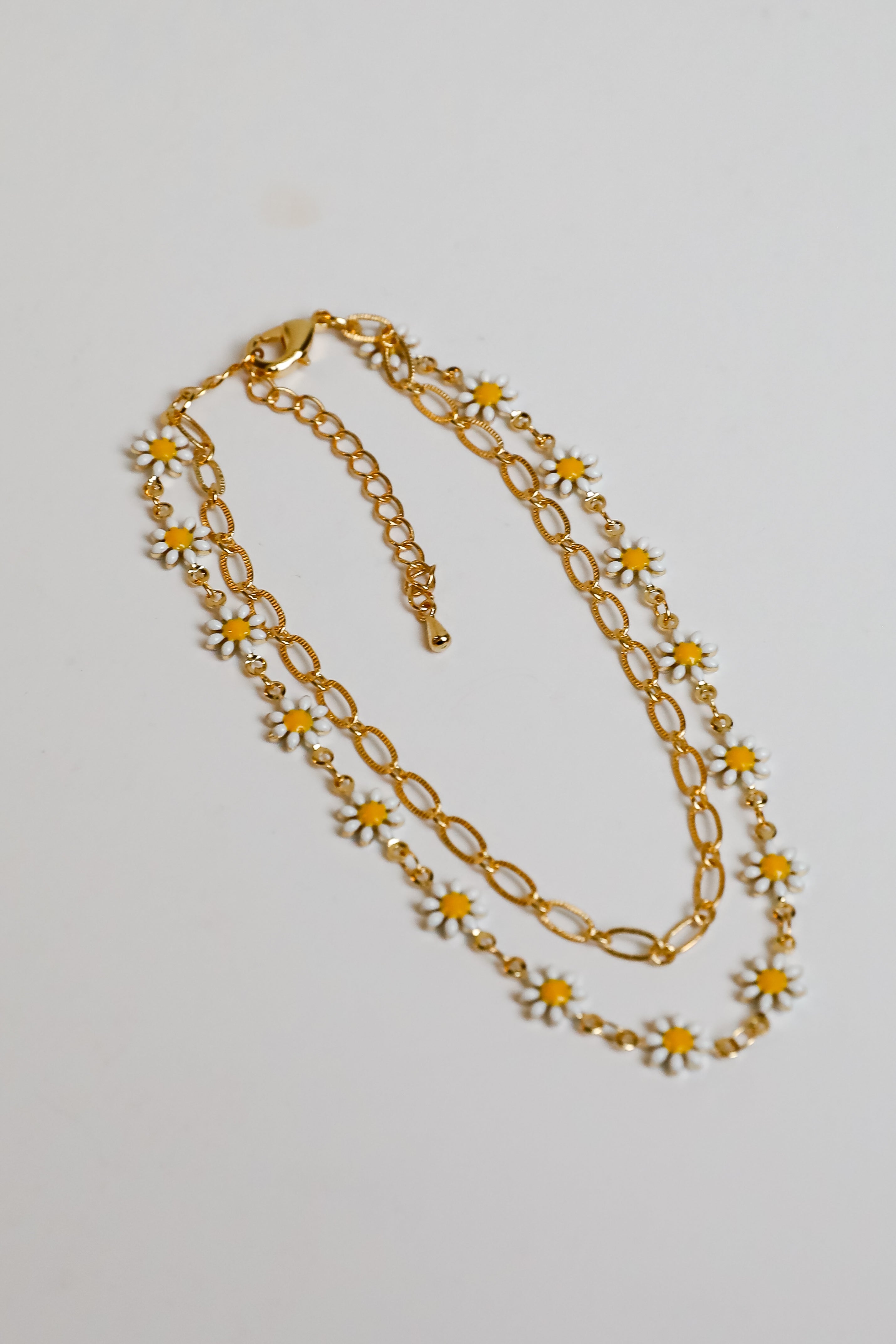 Rachel Gold Flower Charm Layered Anklet