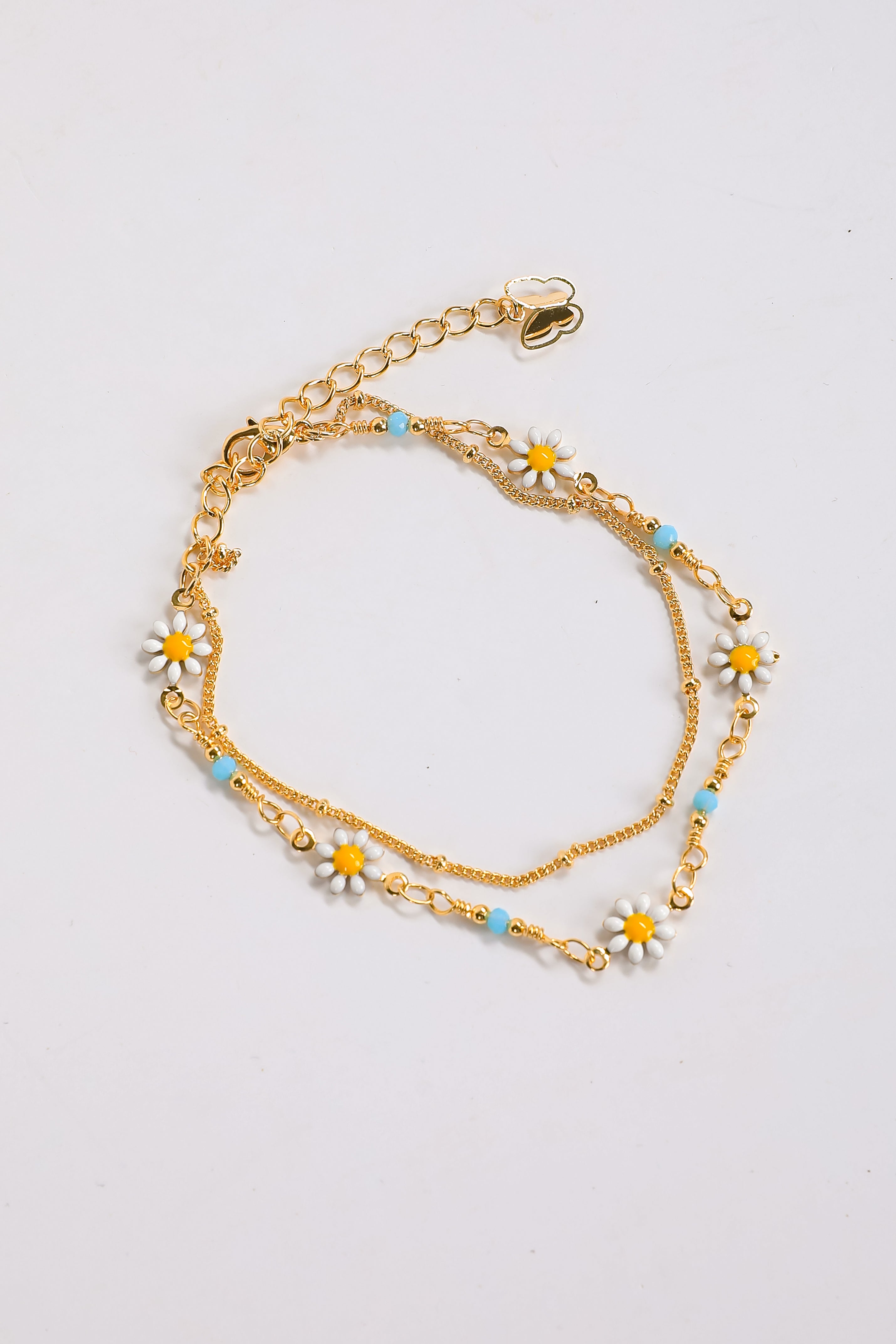 Harper Gold Flower Layered Chain Bracelet