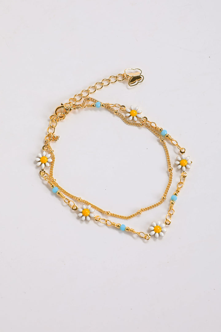 Harper Gold Flower Layered Chain Bracelet