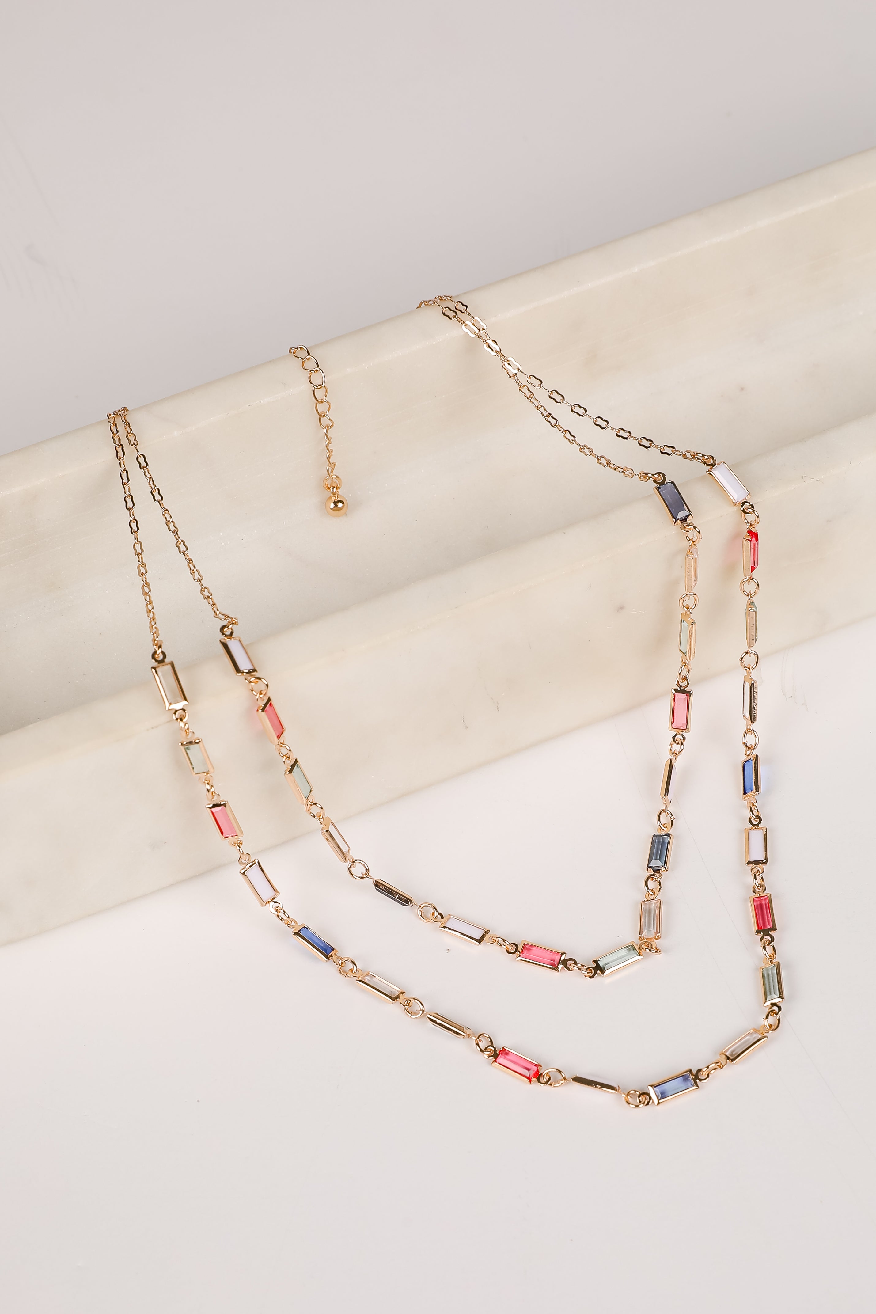 Diana Gold Gemstone Layered Necklace