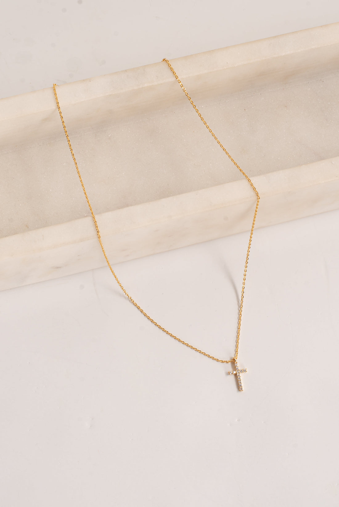 Harlow Gold Rhinestone Cross Charm Necklace