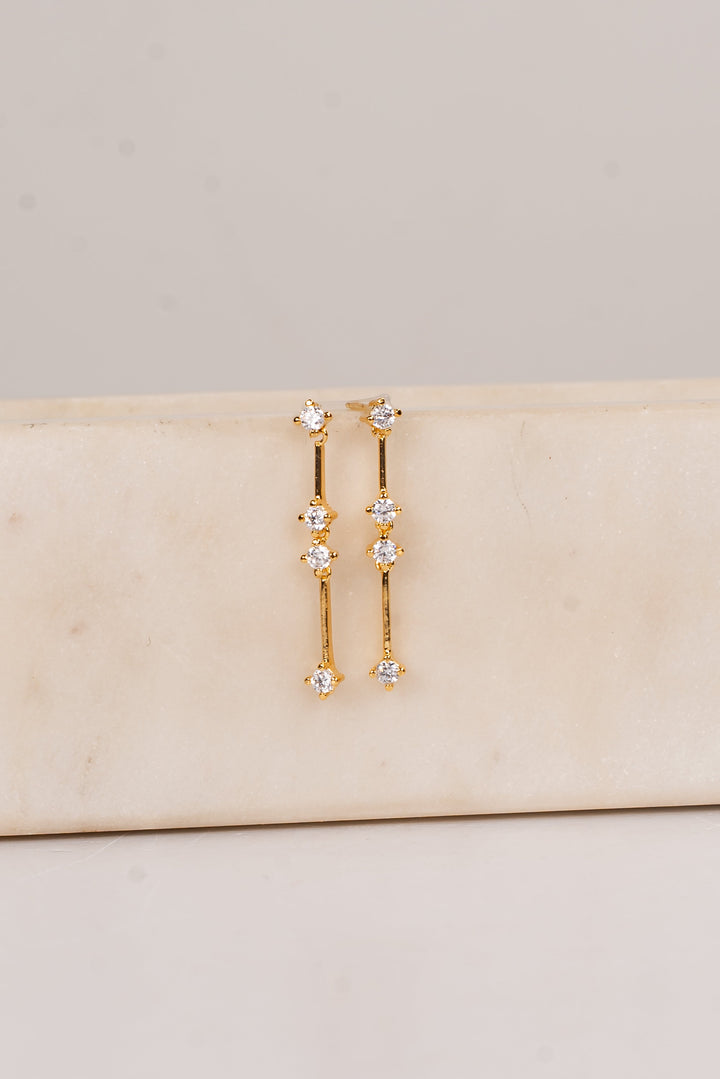 Sara Gold Rhinestone Drop Earrings