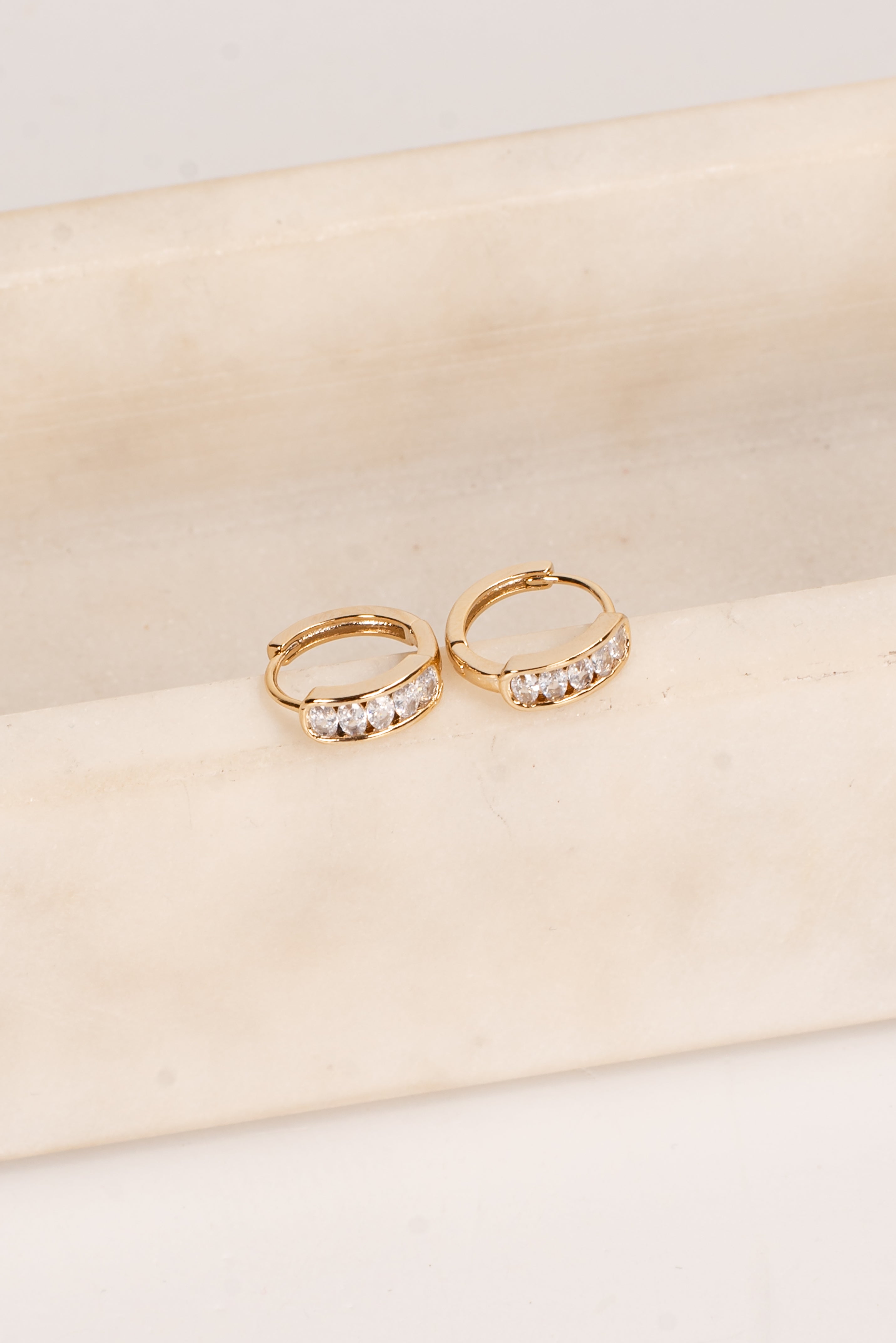 Joanna Gold Rhinestone Mini Hoop Earrings
