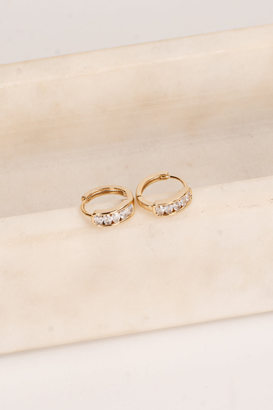 Joanna Gold Rhinestone Mini Hoop Earrings