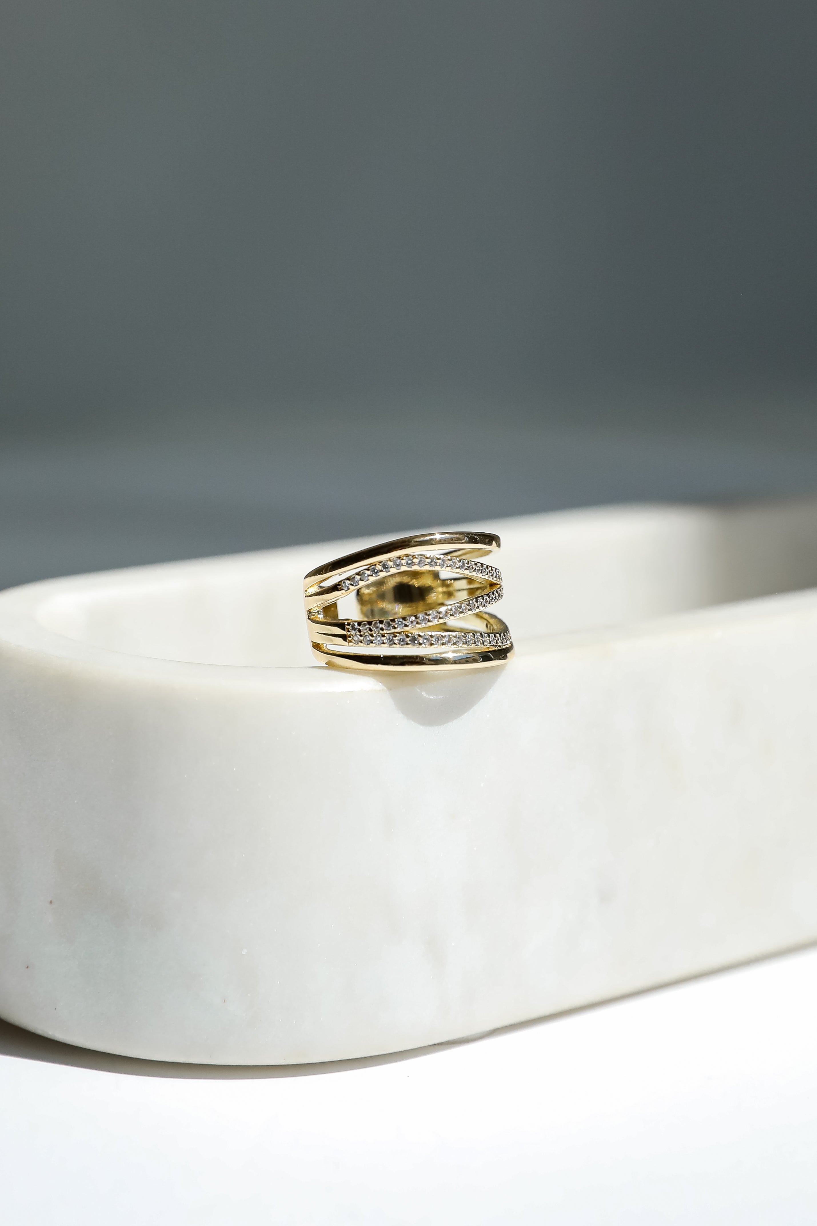 Kelsey Gold Rhinestone Ring