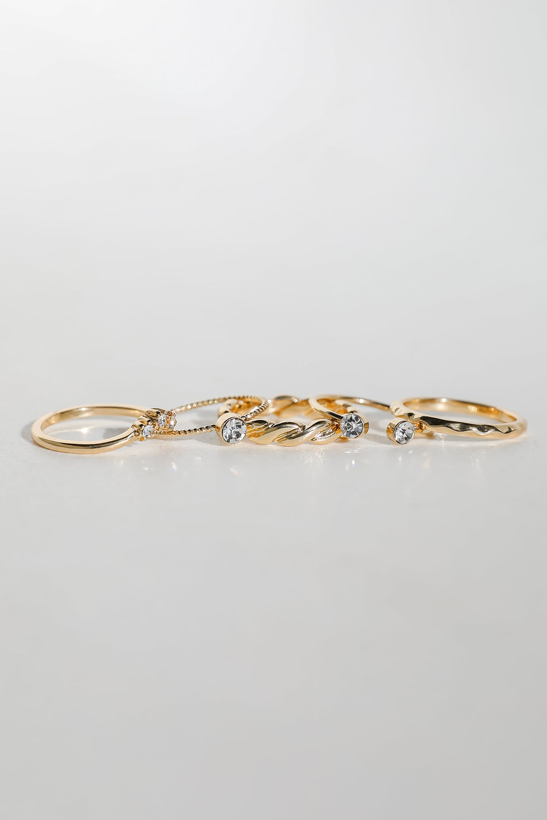 Maeve Gold Rhinestone Ring Set