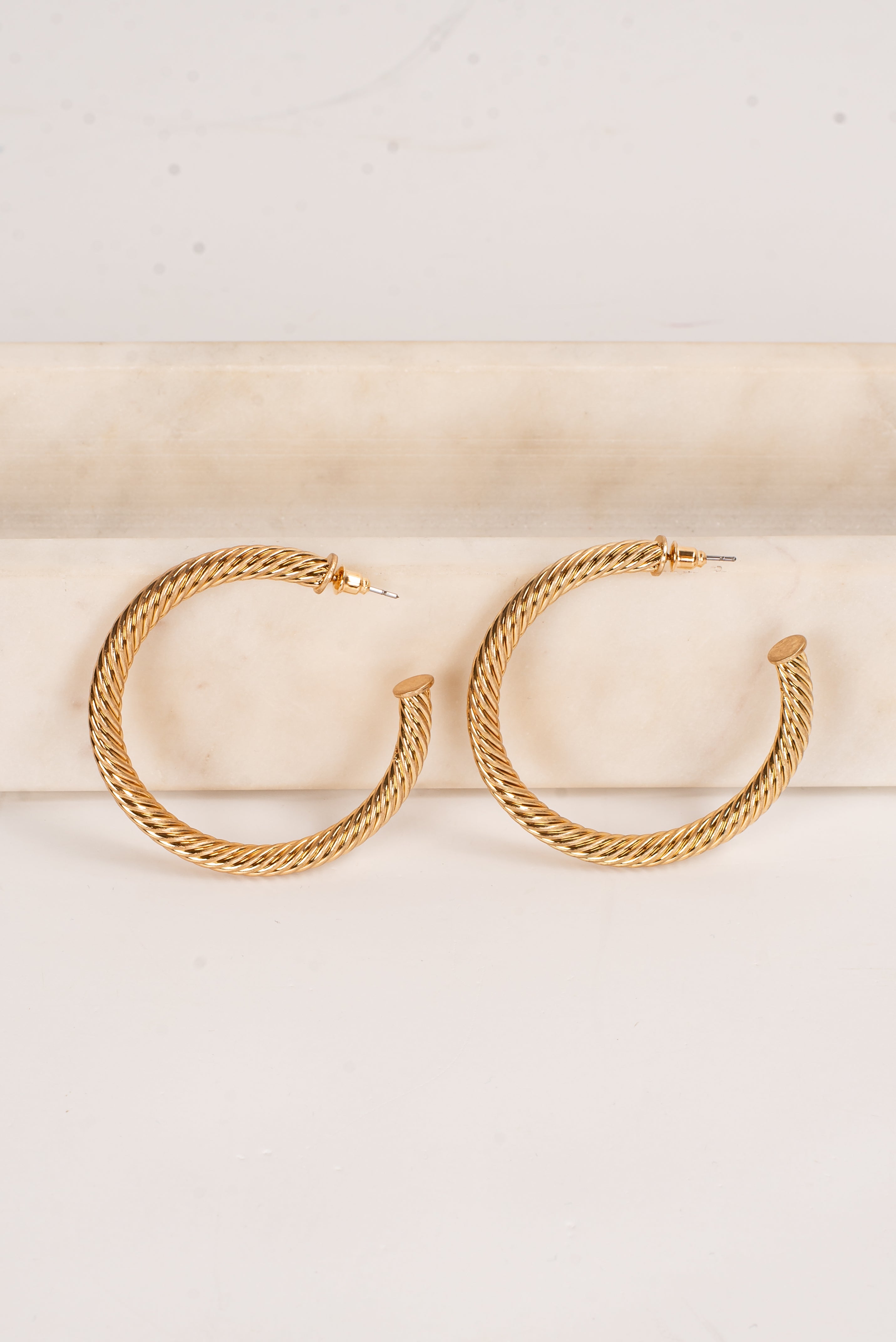 Selena Gold Textured Hoop Earrings