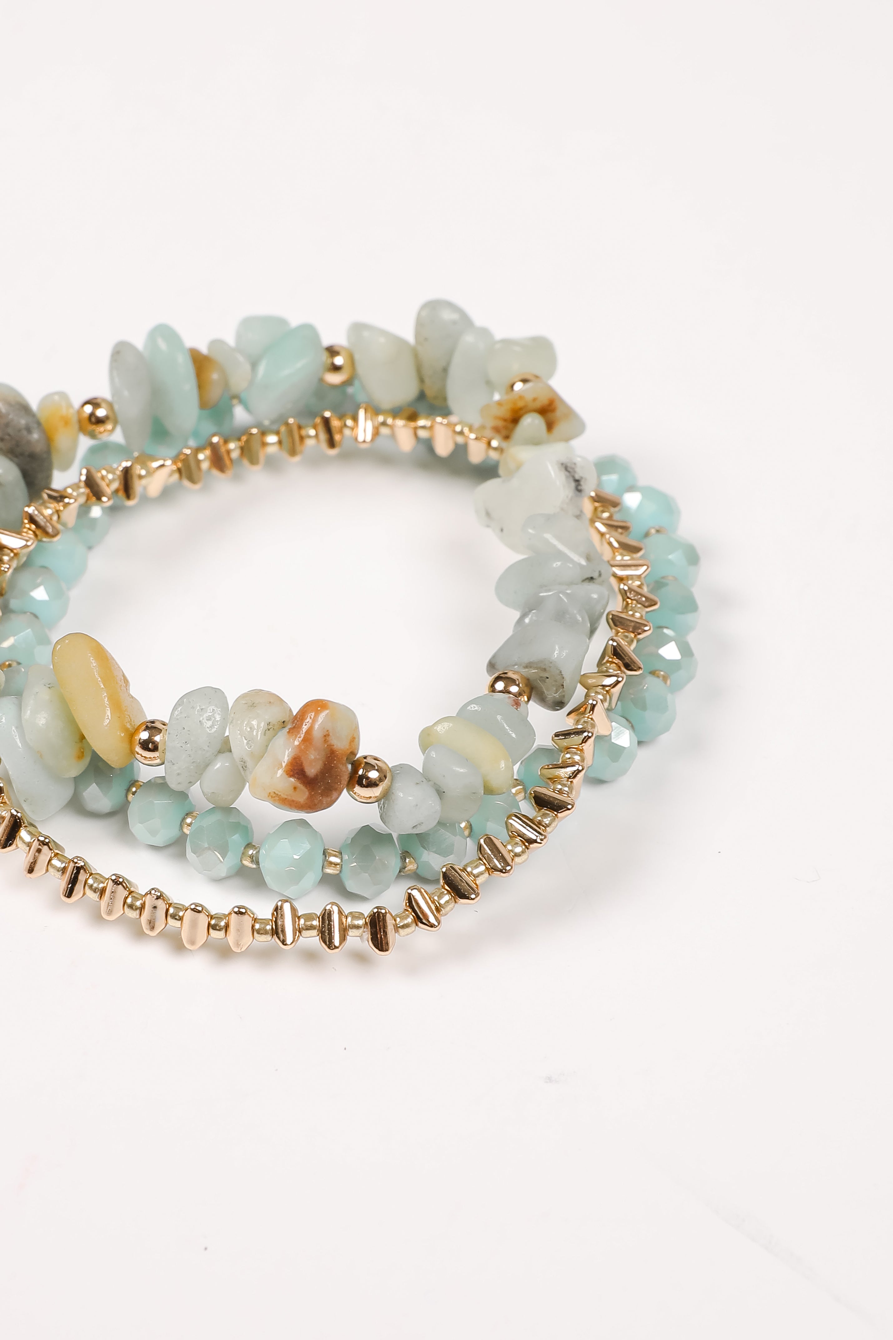 Aurora Mint Beaded Bracelet Set
