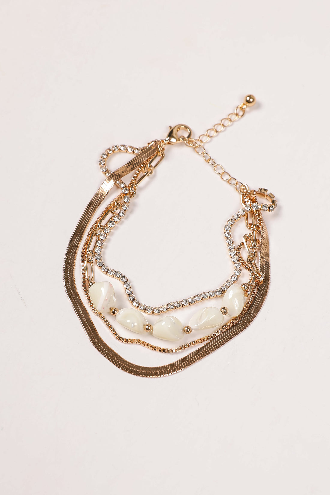 Eden White Layered Chain Bracelet