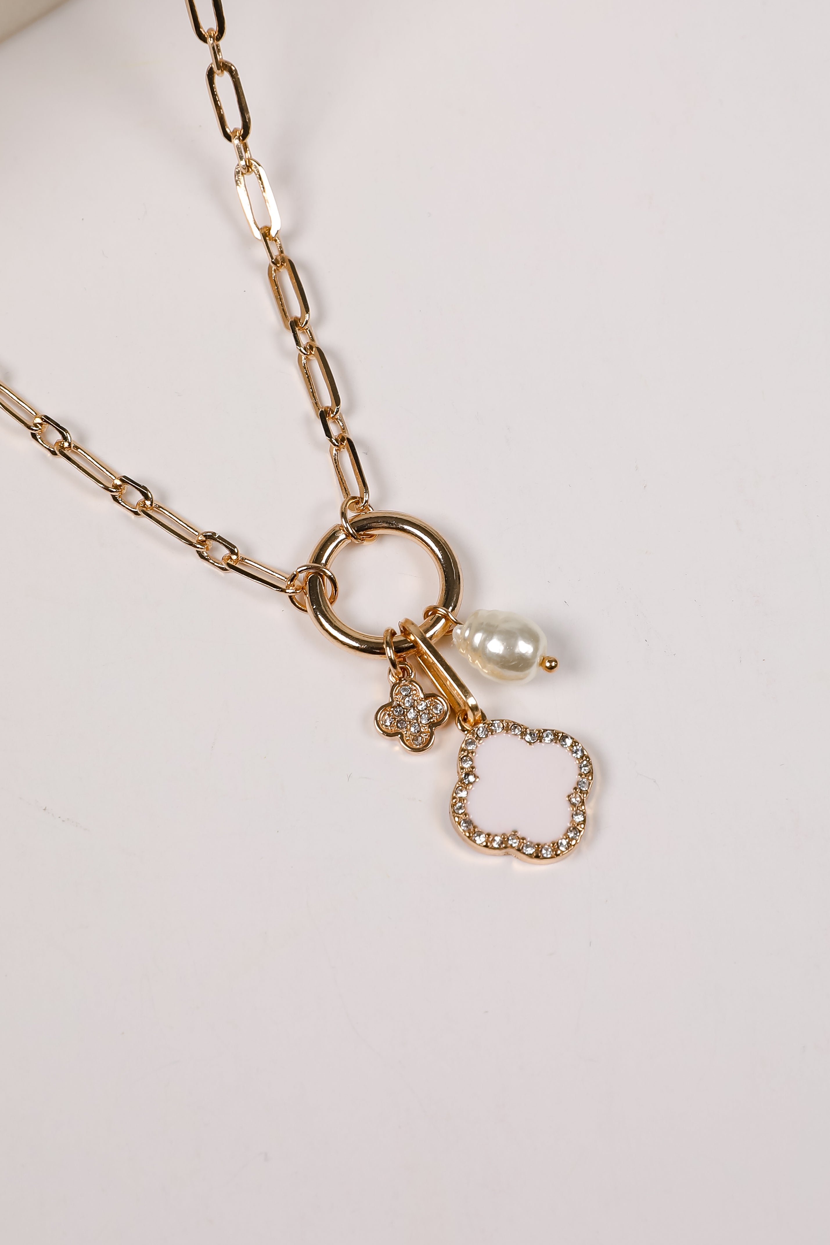 Amelia Quatrefoil Charm Necklace