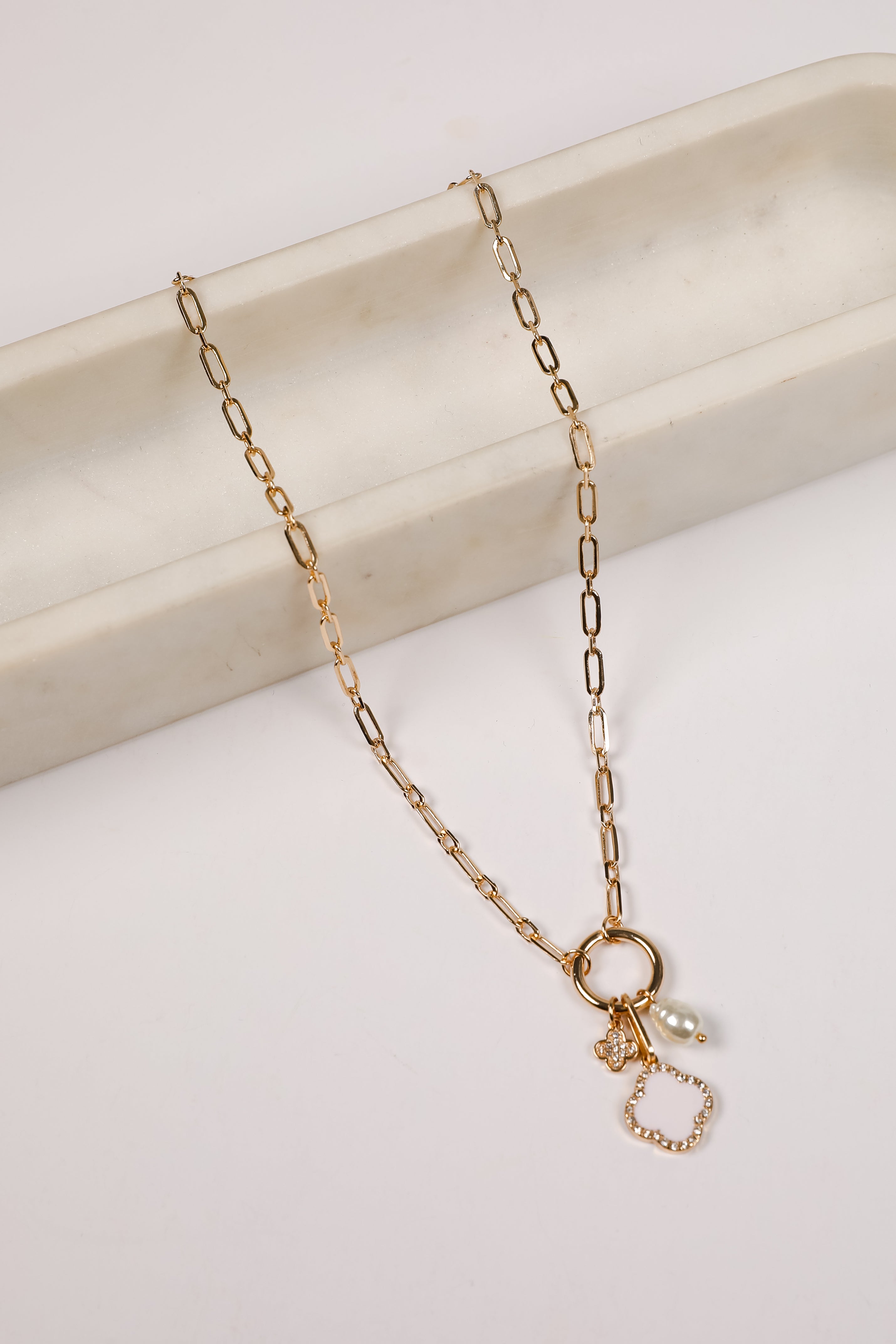 Amelia Quatrefoil Charm Necklace